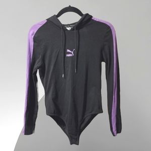Puma Purple and Black Hooded Bodysuit